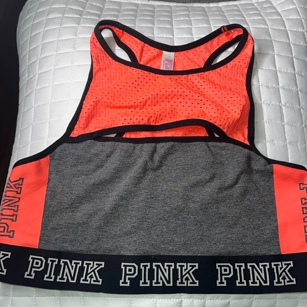 Victorias Secret Pink Rainbow Ultimate Unlined Mesh Sports Bra Size L womens